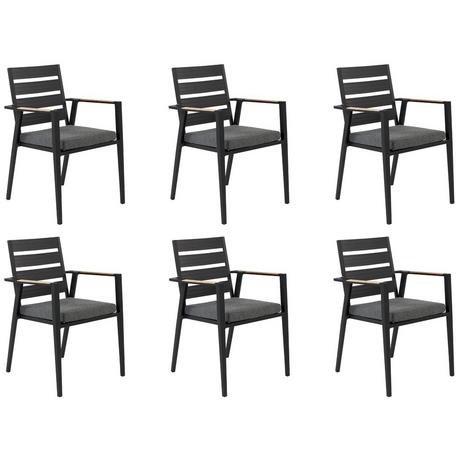 Beliani Lot de 6 chaises de jardin avec coussins en Aluminium Moderne TAVIANO  