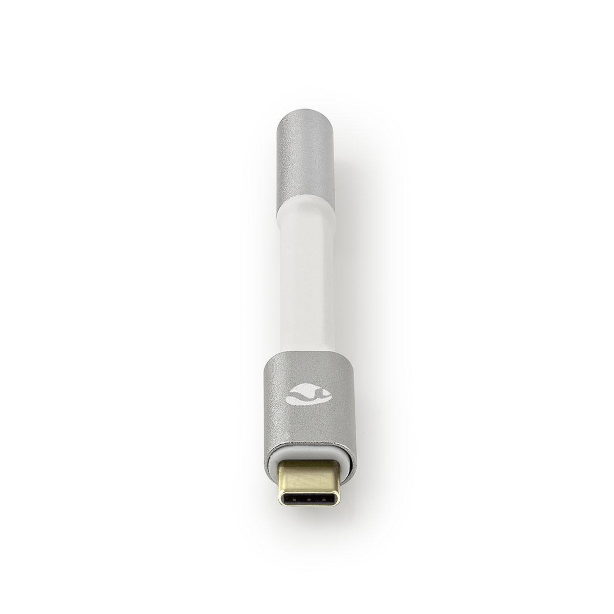 Nedis  Adaptateur USB-C™ | USB 2.0 | USB-C™ mâle | 3,5 mm femelle | 0,08 m | Rond | Plaqué or | Tressé / Nylon | Argent / Blanc | Boîte avec fenêtre couverte 