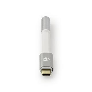 Nedis  Adaptateur USB-C™ | USB 2.0 | USB-C™ mâle | 3,5 mm femelle | 0,08 m | Rond | Plaqué or | Tressé / Nylon | Argent / Blanc | Boîte avec fenêtre couverte 