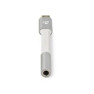 Nedis  Adaptateur USB-C™ | USB 2.0 | USB-C™ mâle | 3,5 mm femelle | 0,08 m | Rond | Plaqué or | Tressé / Nylon | Argent / Blanc | Boîte avec fenêtre couverte 