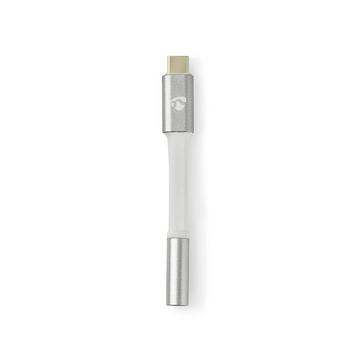 Adaptateur USB-C™ | USB 2.0 | USB-C™ mâle | 3,5 mm femelle | 0,08 m | Rond | Plaqué or | Tressé / Nylon | Argent / Blanc | Boîte avec fenêtre couverte
