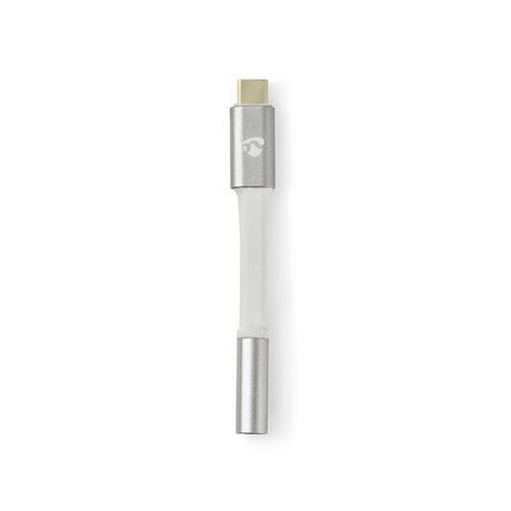 Nedis  Adaptateur USB-C™ | USB 2.0 | USB-C™ mâle | 3,5 mm femelle | 0,08 m | Rond | Plaqué or | Tressé / Nylon | Argent / Blanc | Boîte avec fenêtre couverte 