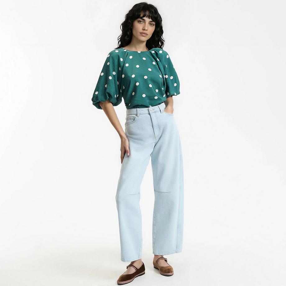 La Redoute Collections Gepunktete Bluse mit Puffärmeln  
