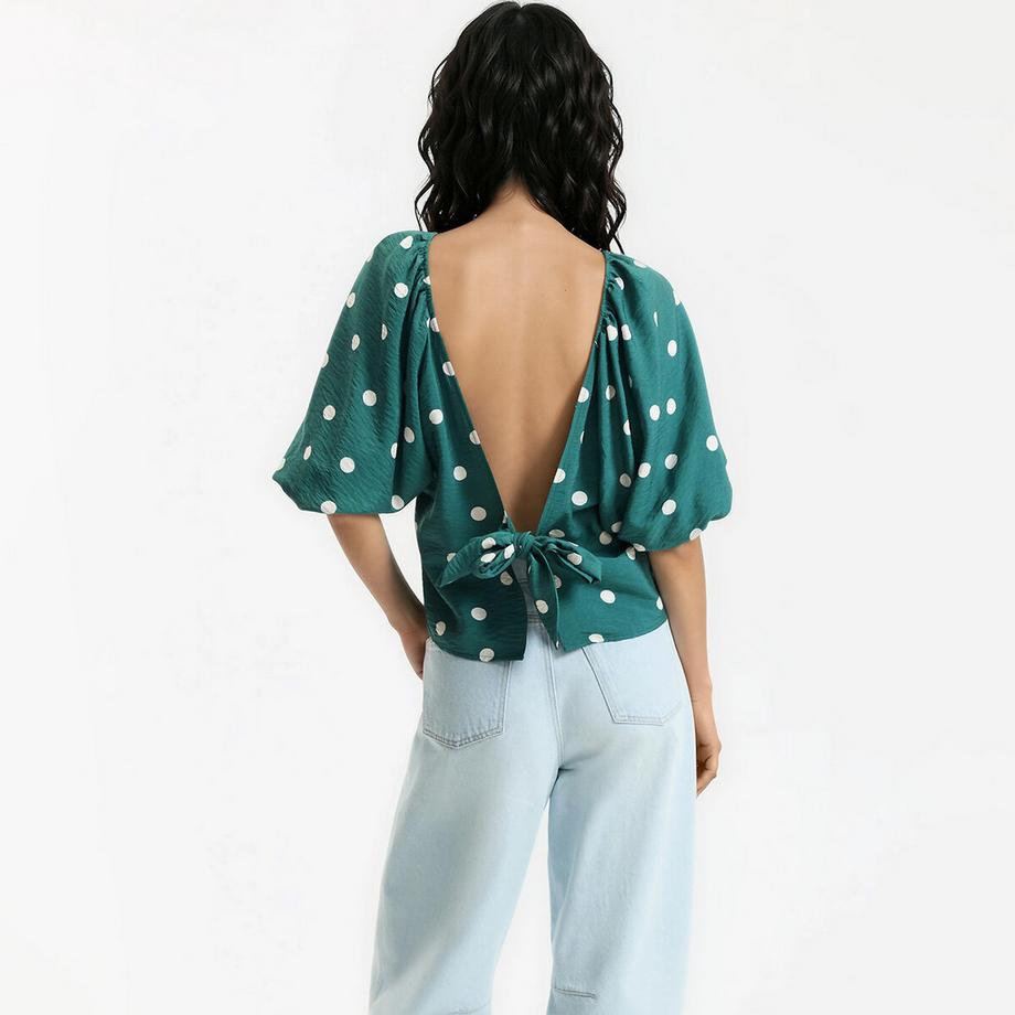 La Redoute Collections Gepunktete Bluse mit Puffärmeln  