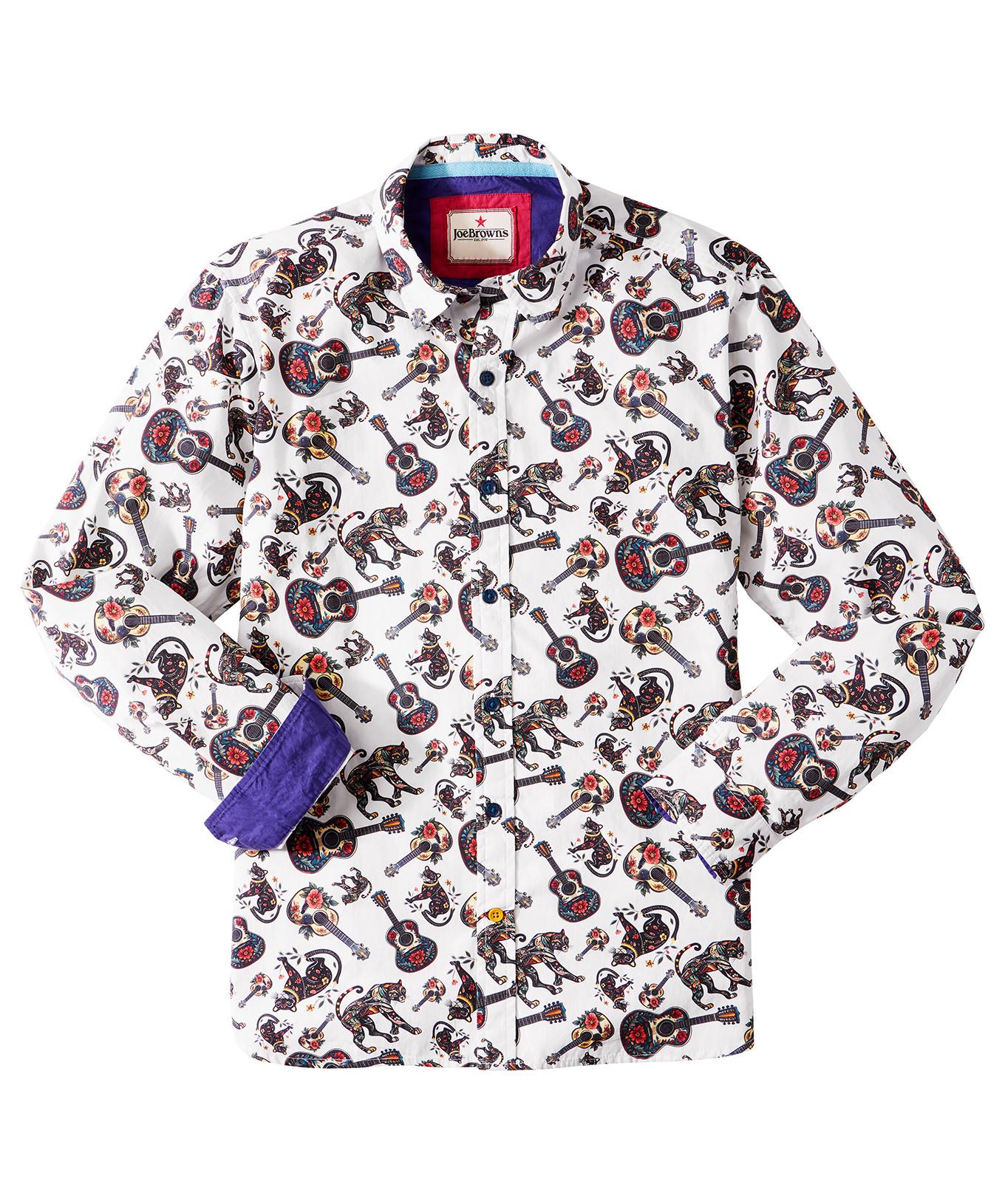 Joe Browns Hemd Gitarre Raubkatzenmotiv  