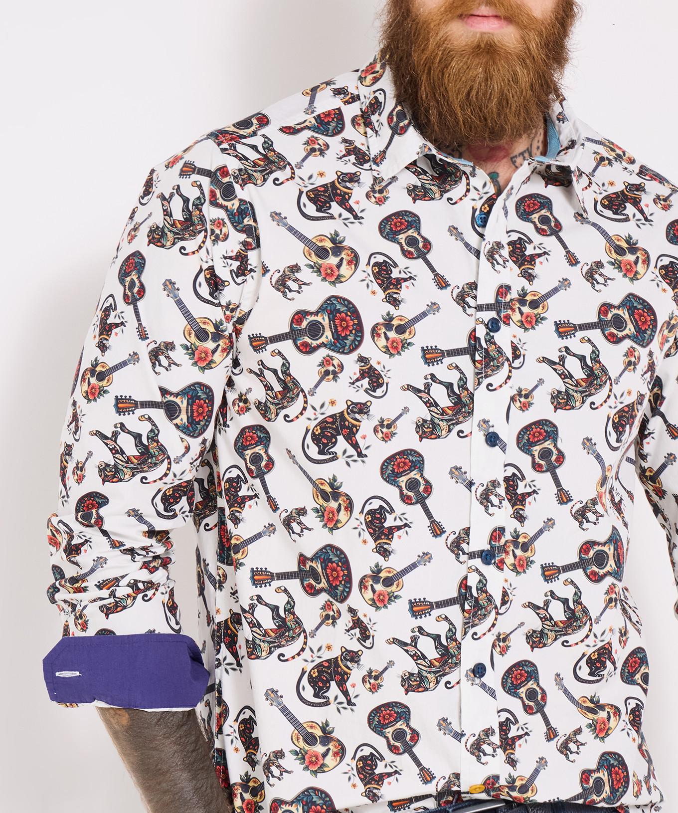 Joe Browns Hemd Gitarre Raubkatzenmotiv  