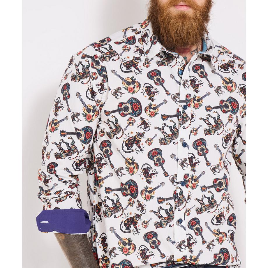 Joe Browns Camicia Chitarra Motivo Grande Felino  
