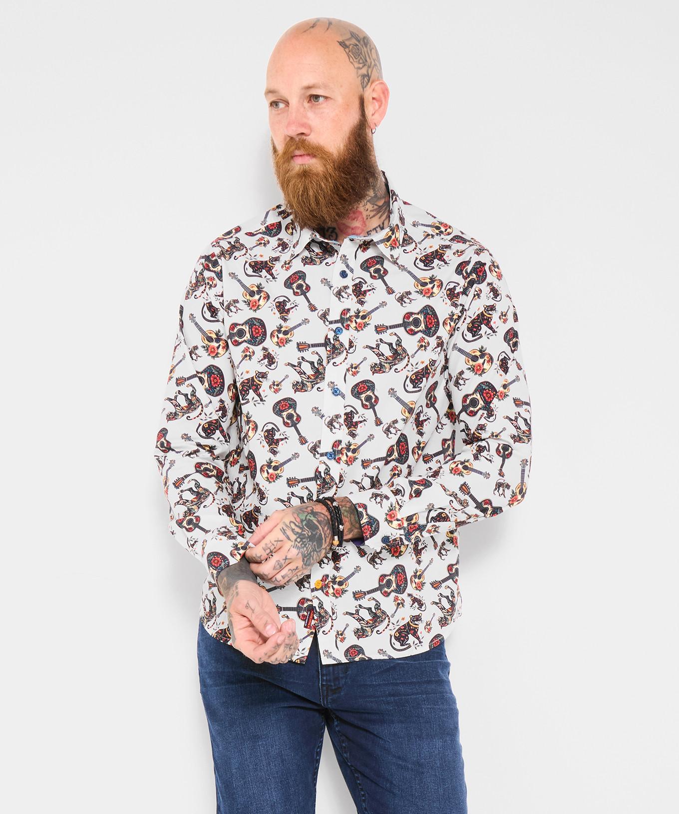 Joe Browns Hemd Gitarre Raubkatzenmotiv  