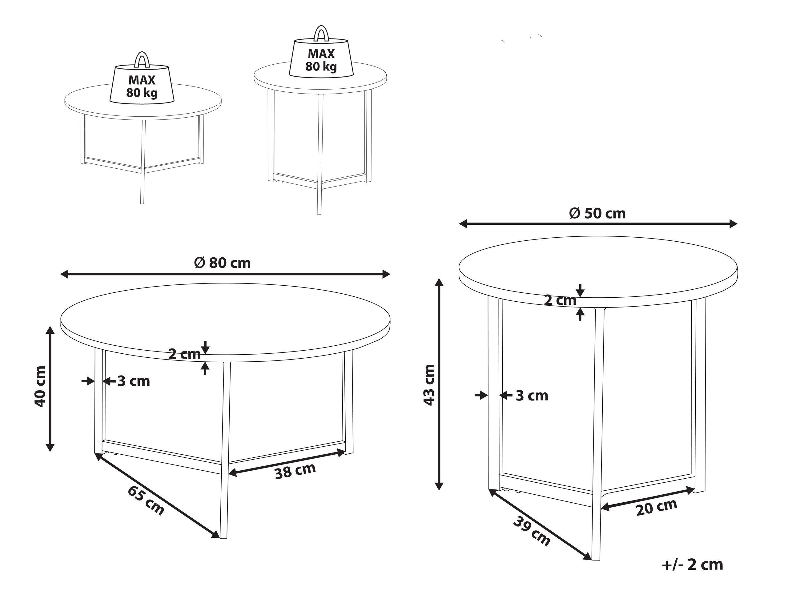 Beliani Set di tavoli en Fibra a media densità (MDF) Industriale TIPPO  