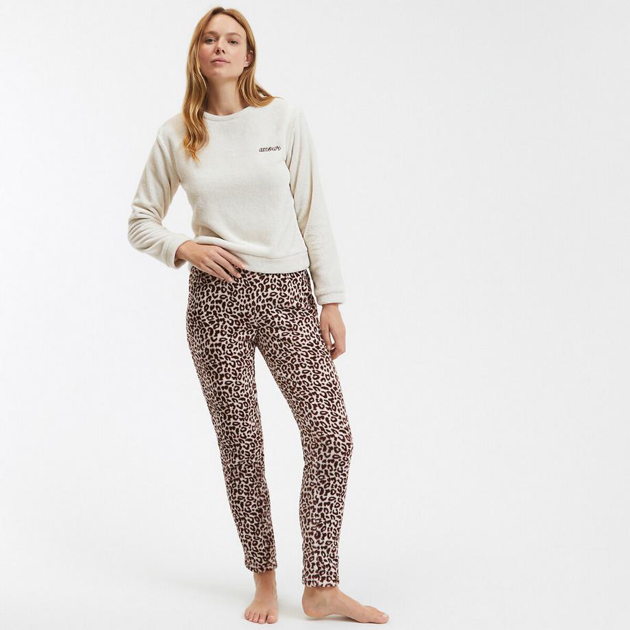 SO'HOME Fleece Pyjama Set Leopardenmuster  