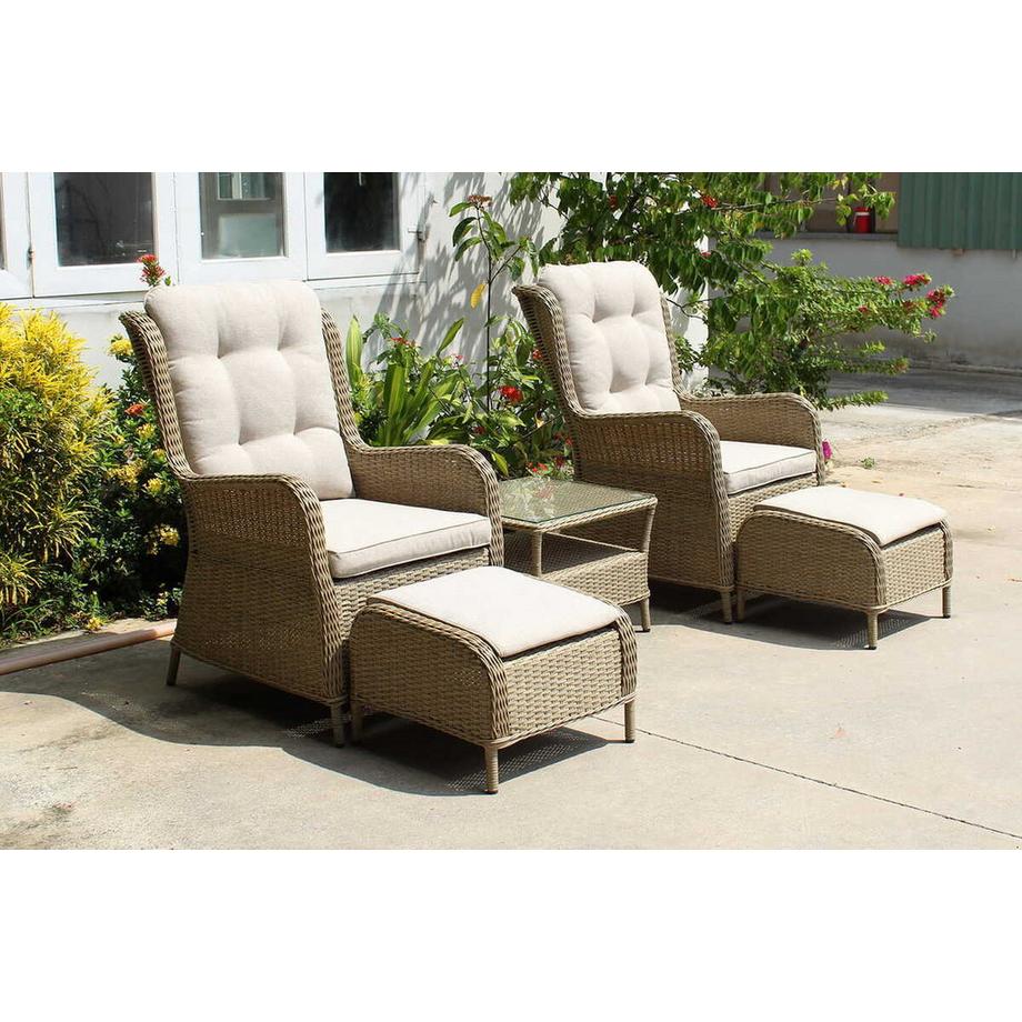 mutoni pleasure Ensemble de fauteuils de jardin Valencia marron (5 pièces)  