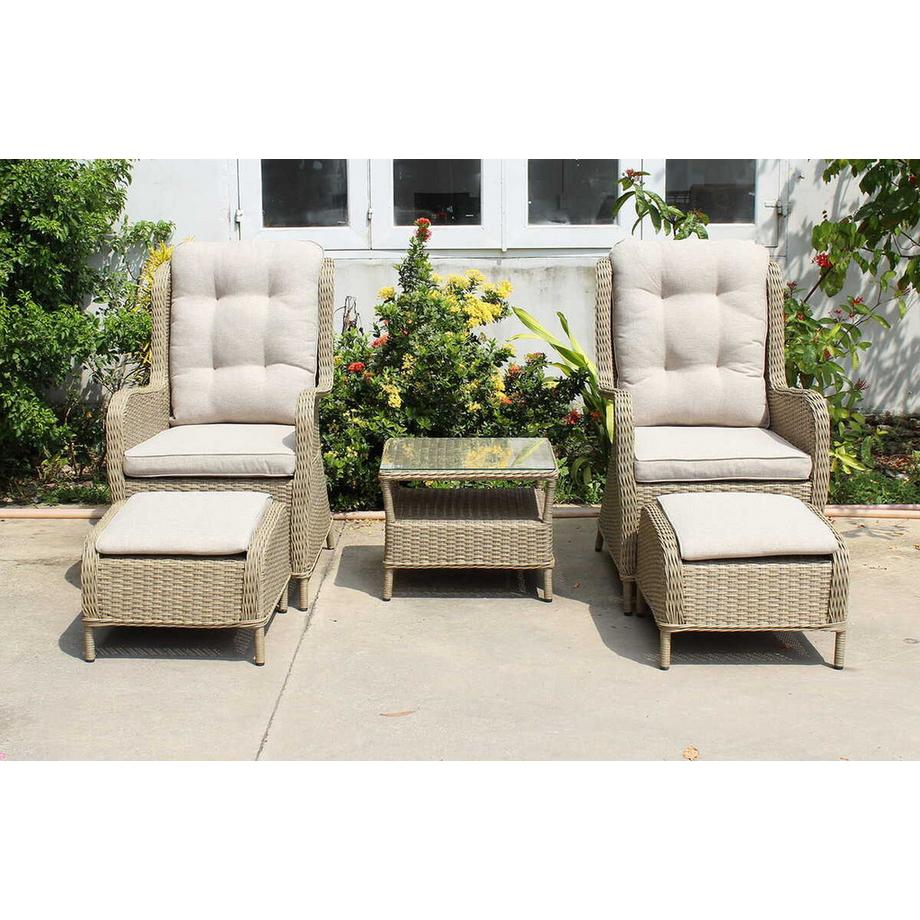 mutoni pleasure Ensemble de fauteuils de jardin Valencia marron (5 pièces)  