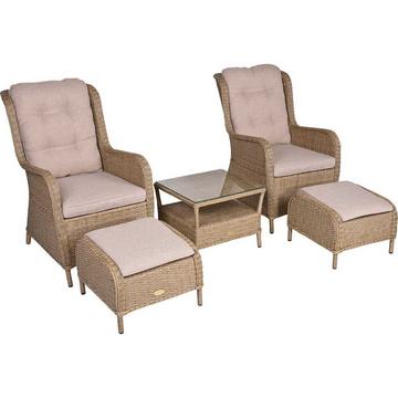 Ensemble de fauteuils de jardin Valencia marron (5 pièces)