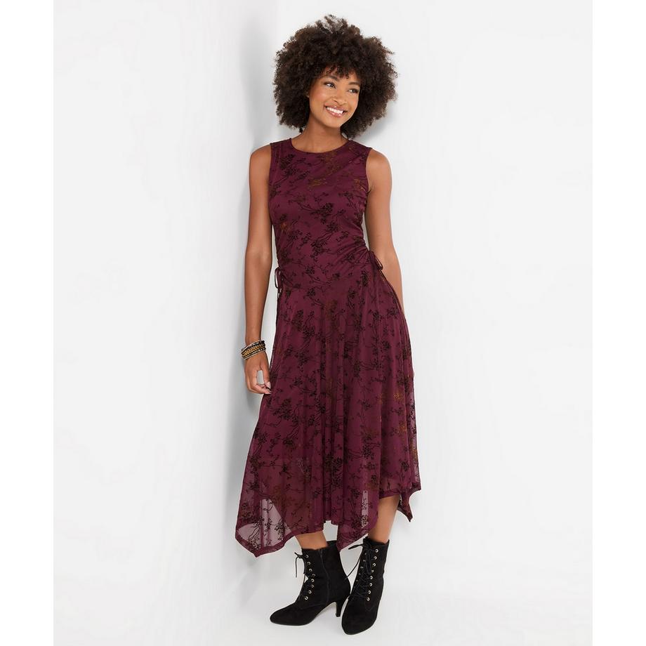 Robe Longue Floquée à Ourlet Plongeant Dita