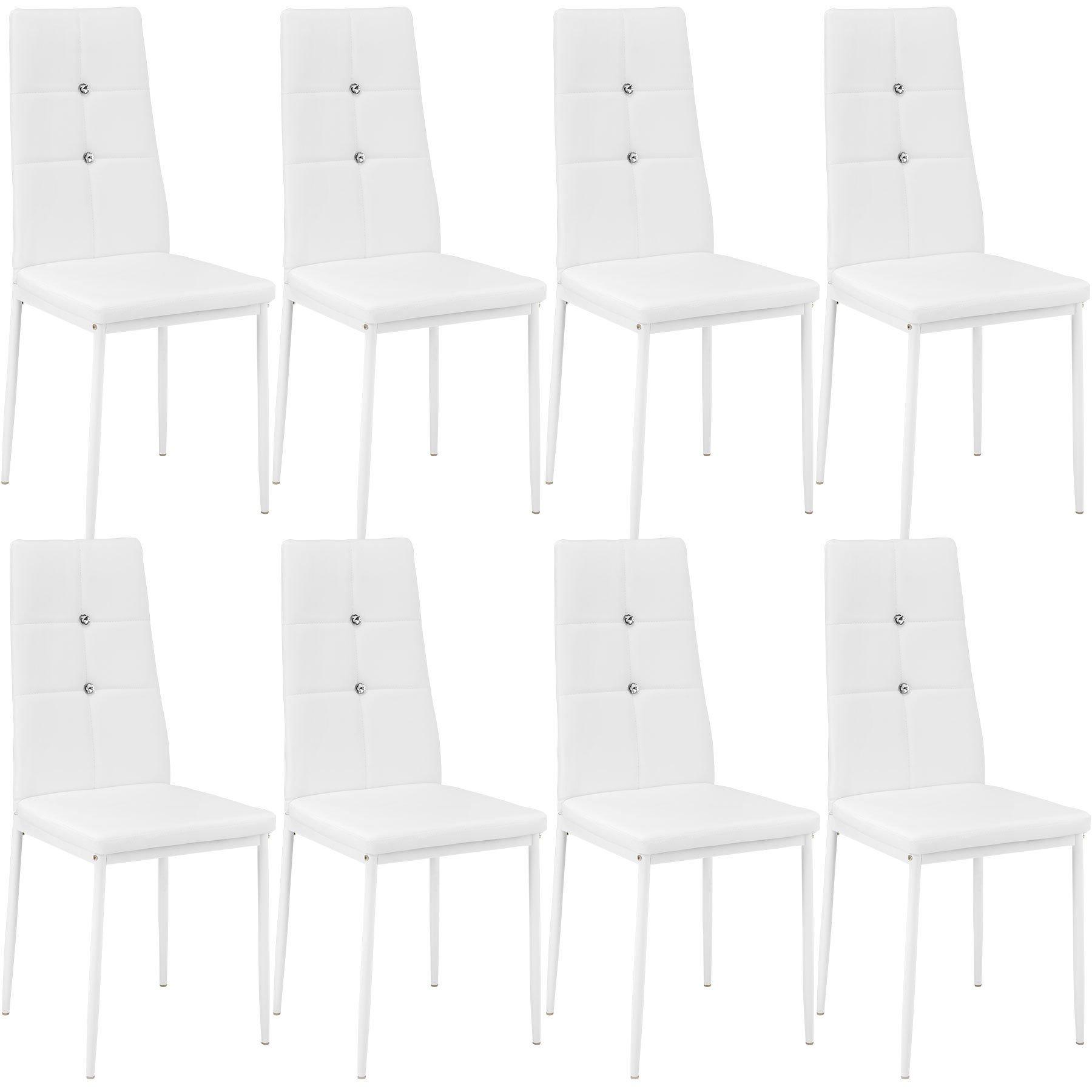 Tectake 8 Esszimmerstühle, Kunstleder mit Glitzersteinen  