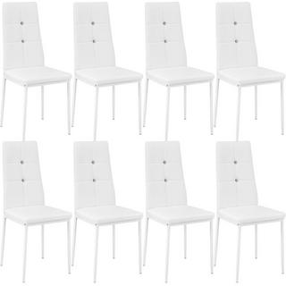 Tectake 8 Esszimmerstühle, Kunstleder mit Glitzersteinen  
