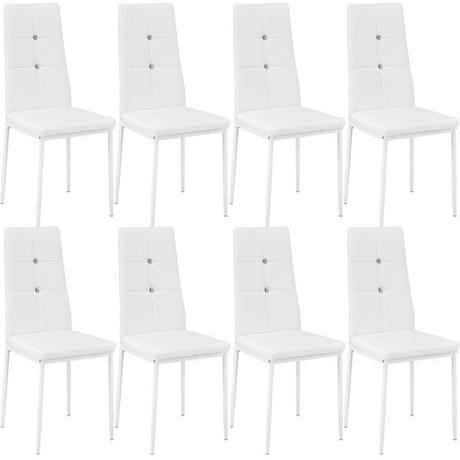 Tectake 8 Esszimmerstühle, Kunstleder mit Glitzersteinen  