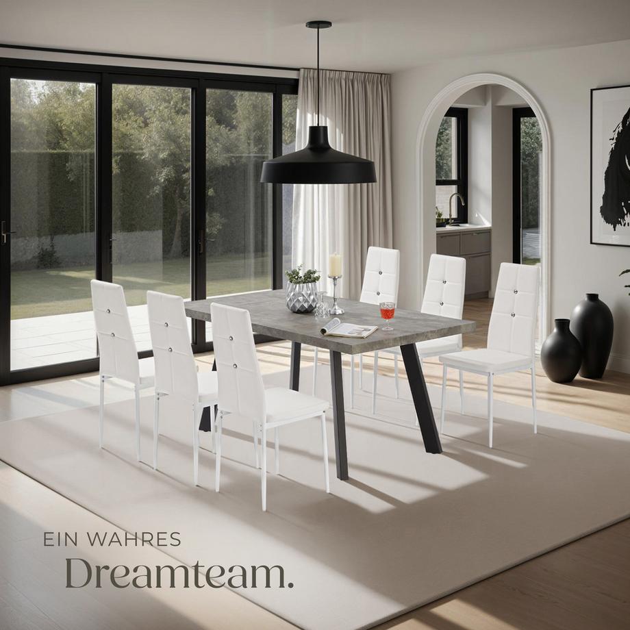 Tectake Set di sedie per sala da pranzo Julien  imbottite con rivestimento in ecopelle  