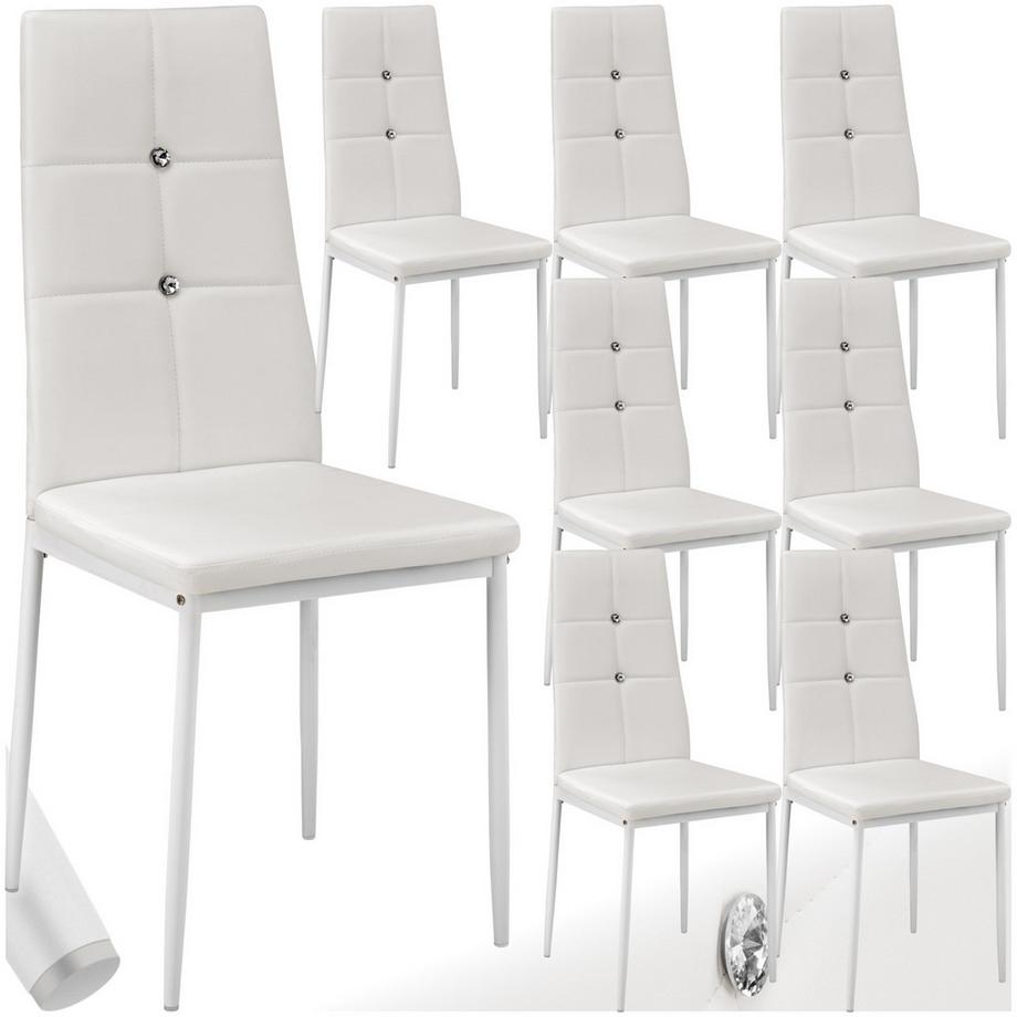 Set Esszimmerstuhl Julien gepolstert mit Kunstlederbezug hohe Rückenlehne mit Glitzersteinen