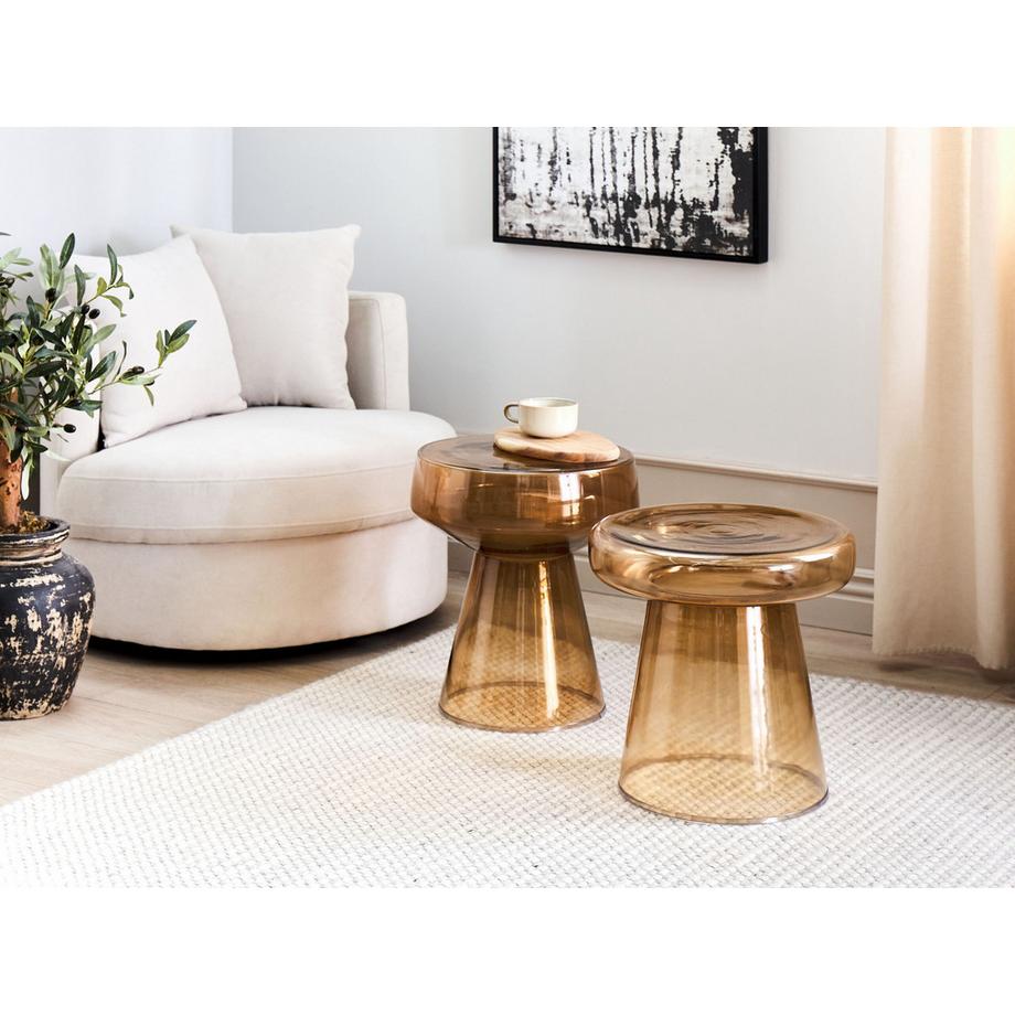 Beliani Lot de 2 tables d'appoint en Verre Rétro LAGUNA/CALDERA  