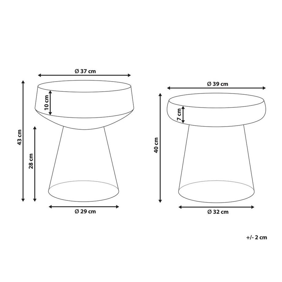 Beliani Lot de 2 tables d'appoint en Verre Rétro LAGUNA/CALDERA  