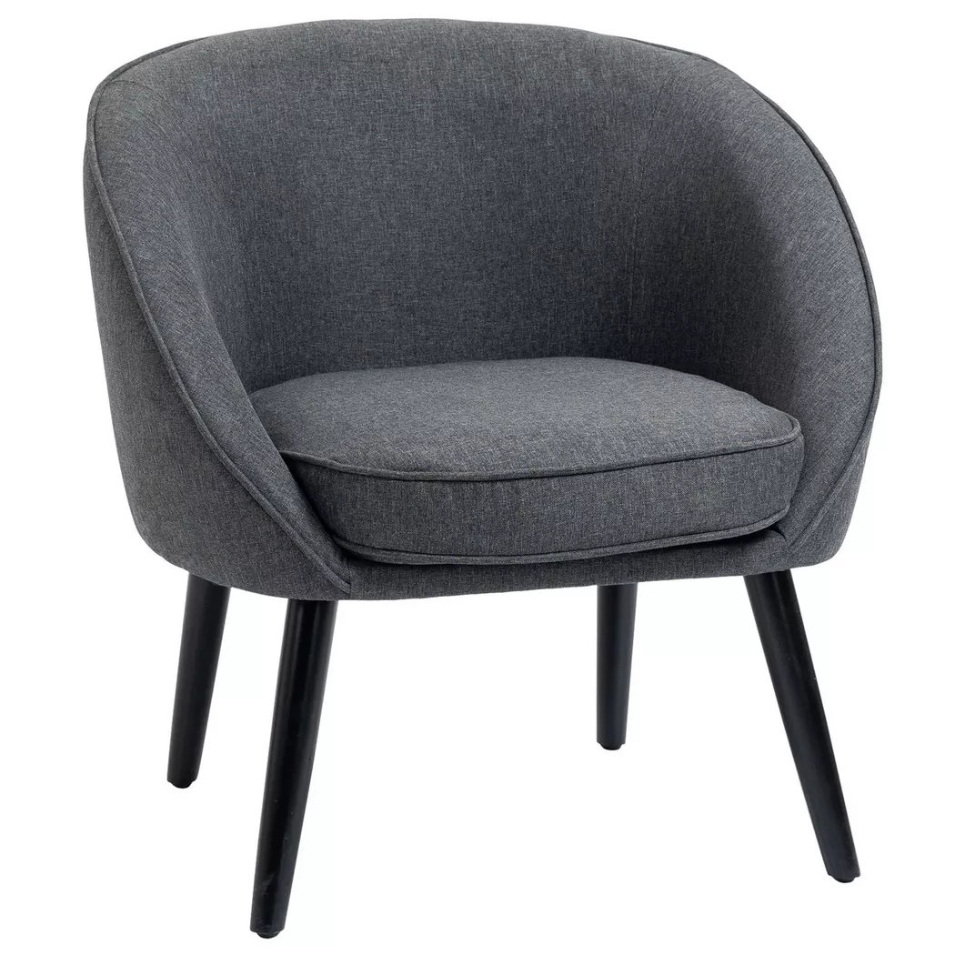 Northio – Loungesessel Cocktailsessel Polsterstuhl Bürostuhl Wohnzimmerstuhl Esszimmermodern Mit Leinen-Optik Holz Grau 71 X 65 75 Cm, One Size