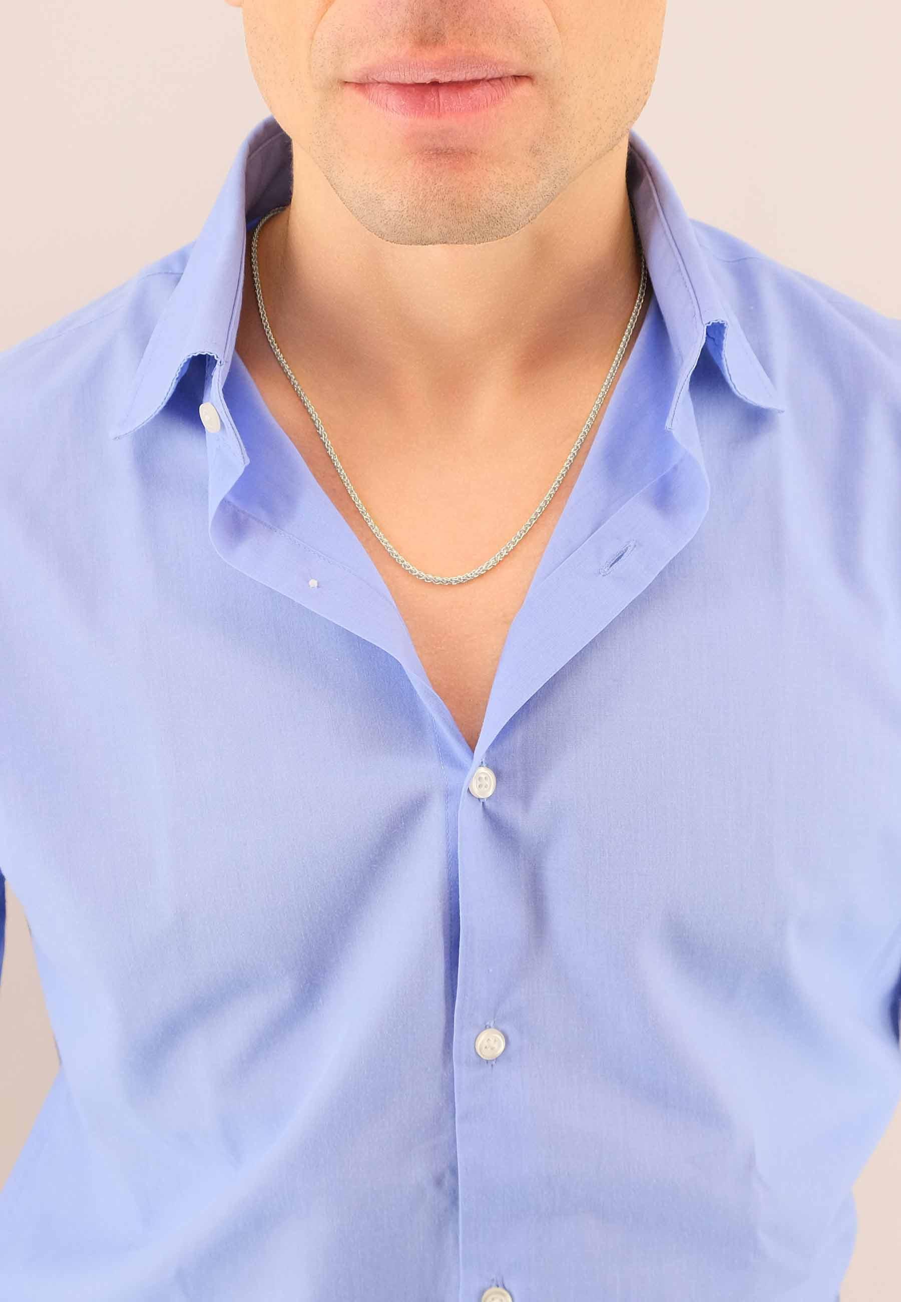 MUAU Schmuck  Collier Zopf Weissgold 750, 2.5mm, 50cm 