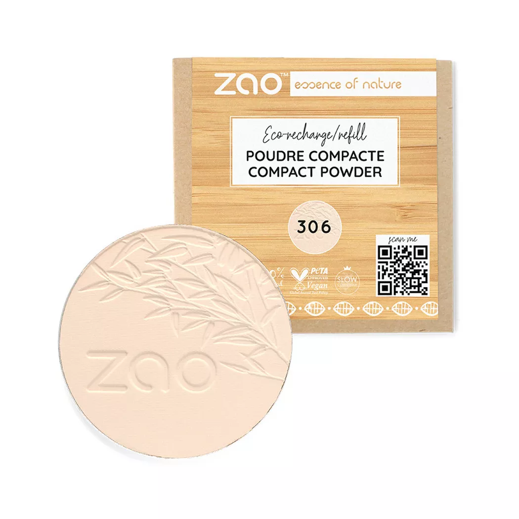 ZAO MAKEUP - Refill Kompaktpuder - Bio-zertifiziert und vegan, 1 Stück, Porzellan