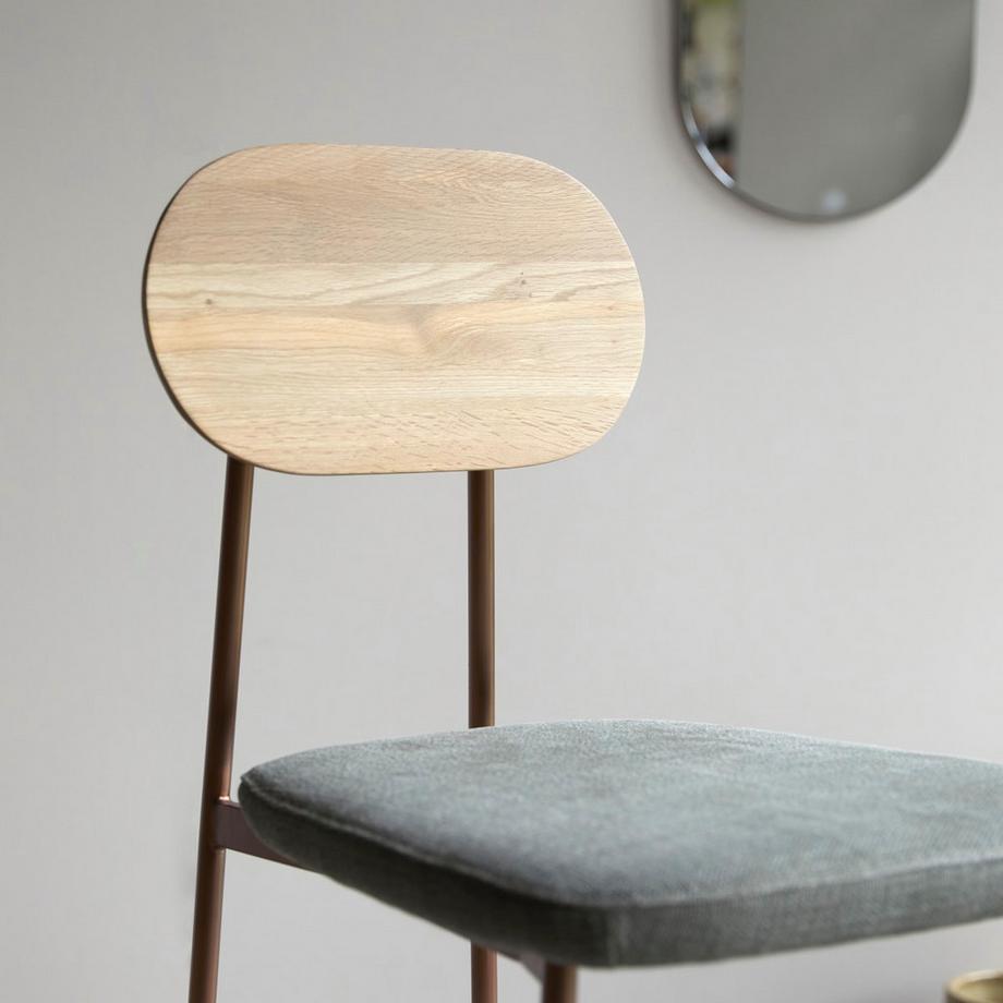 Tikamoon Sgabello da bar linen green in quercia massello Yutapi  