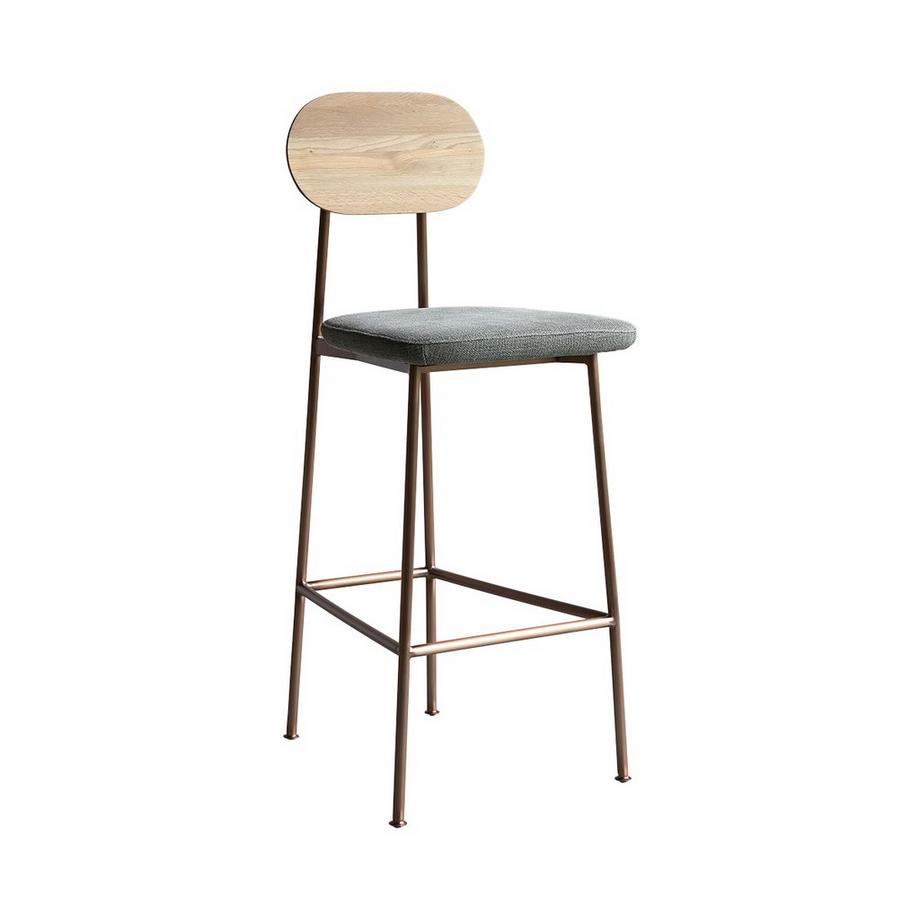 Sgabello da bar linen green in quercia massello Yutapi