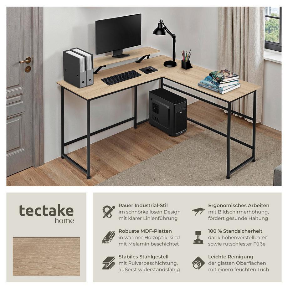 Tectake Schreibtisch Melrose Industrial Style Holz und Stahl  