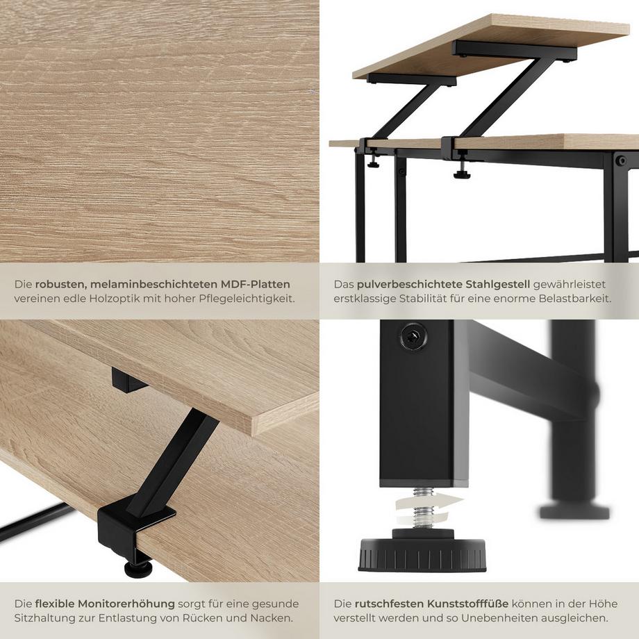 Tectake Schreibtisch Melrose Industrial Style Holz und Stahl  