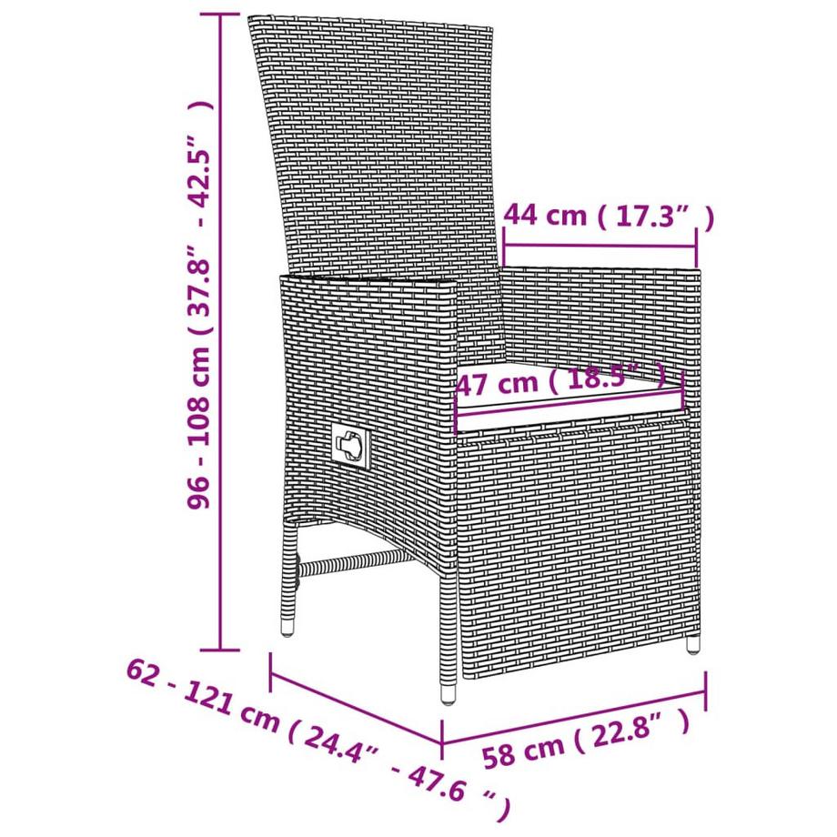 VidaXL set da pranzo da giardino Polirattan  