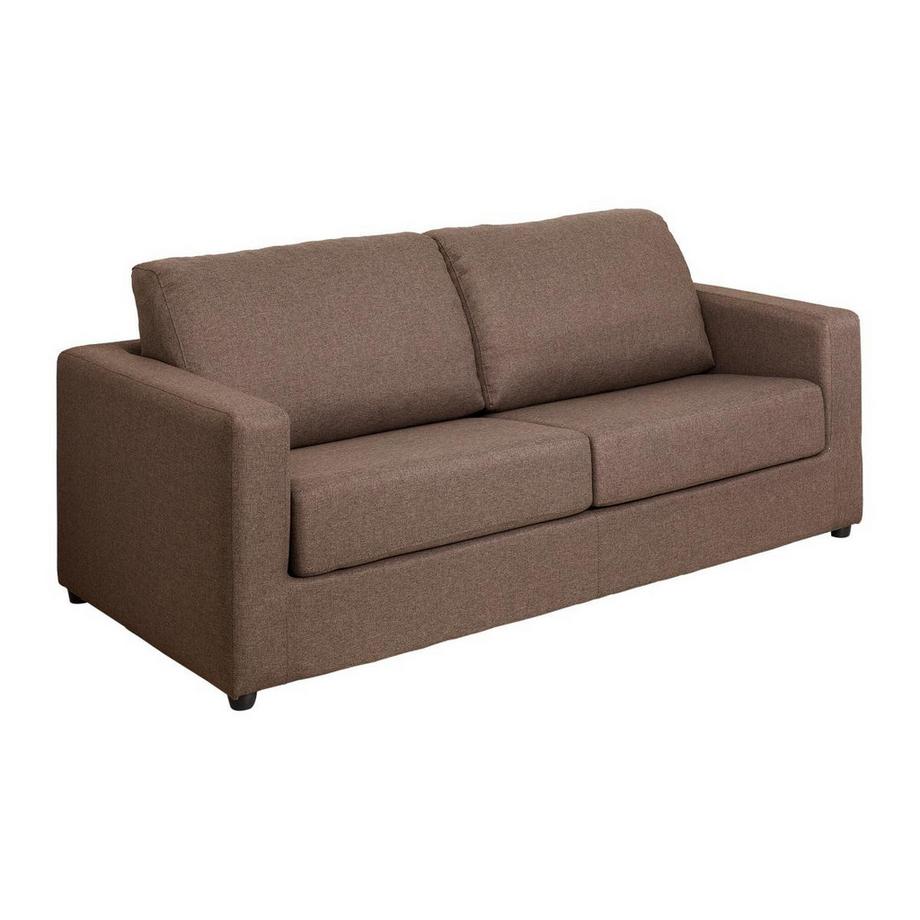 Vente-unique Schlafsofa mit Matratze 3-Sitzer - Stoff - Braun - Liegefläche 140 cm - Matratze 14 cm - DONETO  