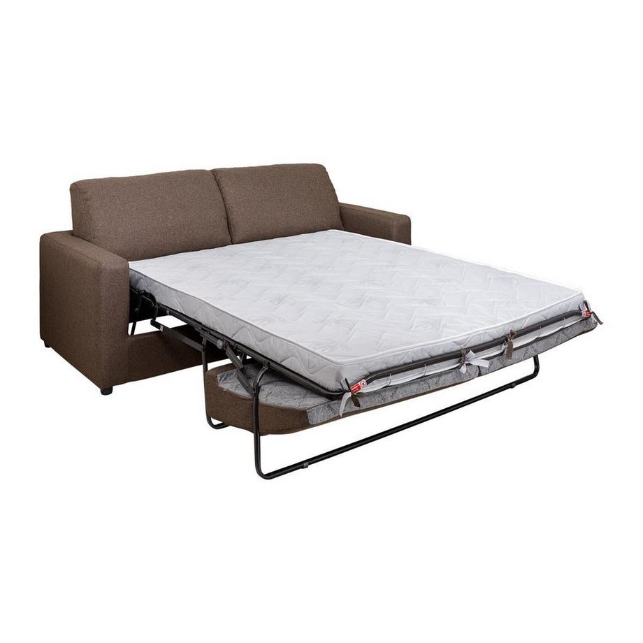 Vente-unique Schlafsofa mit Matratze 3-Sitzer - Stoff - Braun - Liegefläche 140 cm - Matratze 14 cm - DONETO  