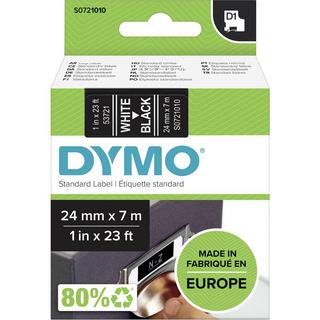 Dymo  Cassetta nastro  D1 53721 Colore Nastro: Nero Colore carattere:Bianco 24 mm 7 m 