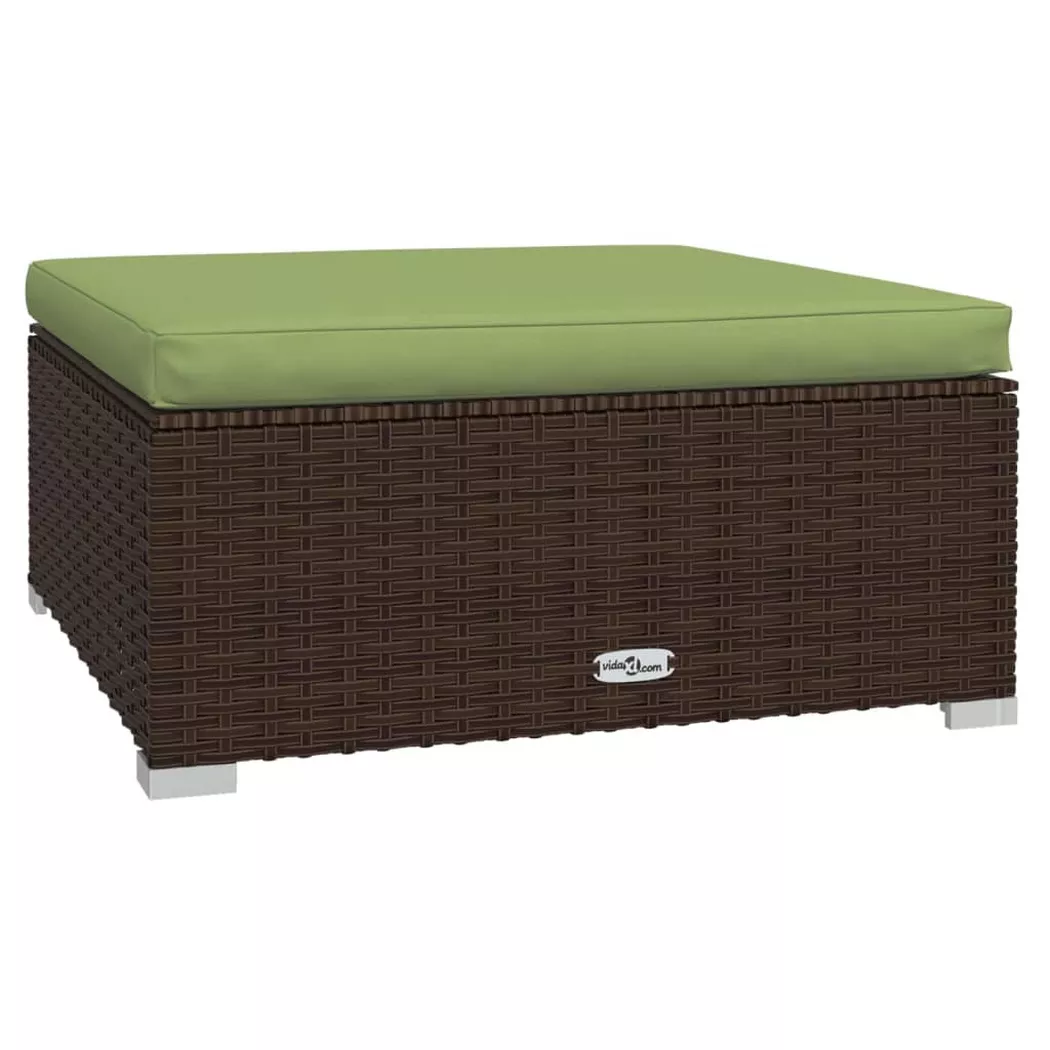 vidaXL Tuinvoetenbank met kussen 70x70x30 cm poly rattan bruin317558
