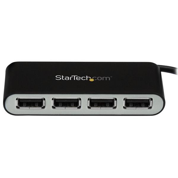 STARTECH.COM  StarTech.com Mobiler 4-Port-USB 2.0-Hub mit integriertem Kabel 