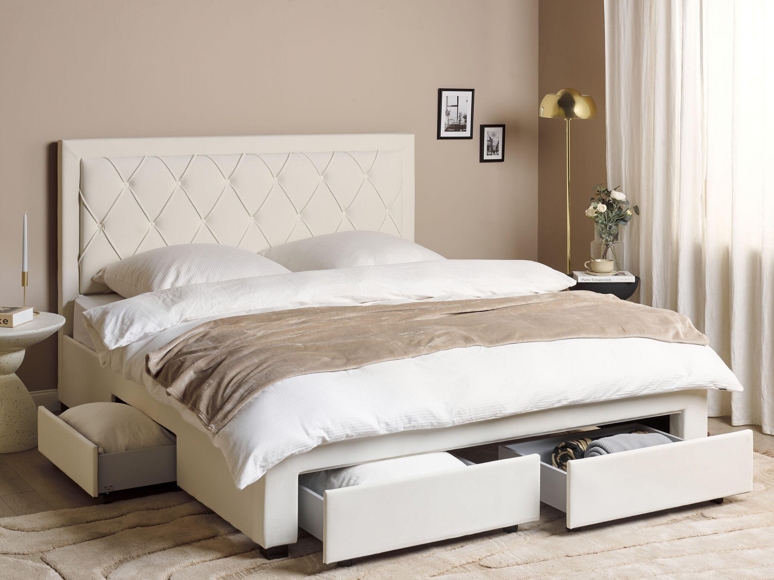 Beliani Letto con cassetti contenitori en Velluto Glamour LIEVIN  