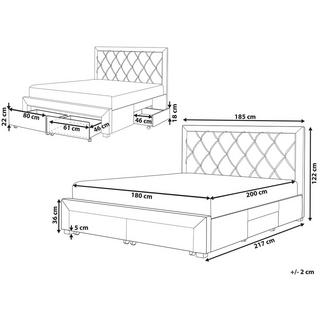 Beliani Letto con cassetti contenitori en Velluto Glamour LIEVIN  