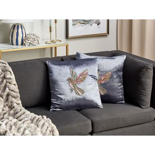 Beliani Dekokissen 2er Set aus Samtstoff Boho RUELLIA  