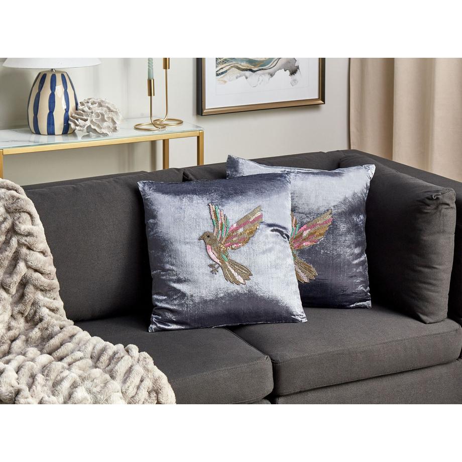 Beliani Lot de 2 coussins décoratifs en Velours Boho RUELLIA  