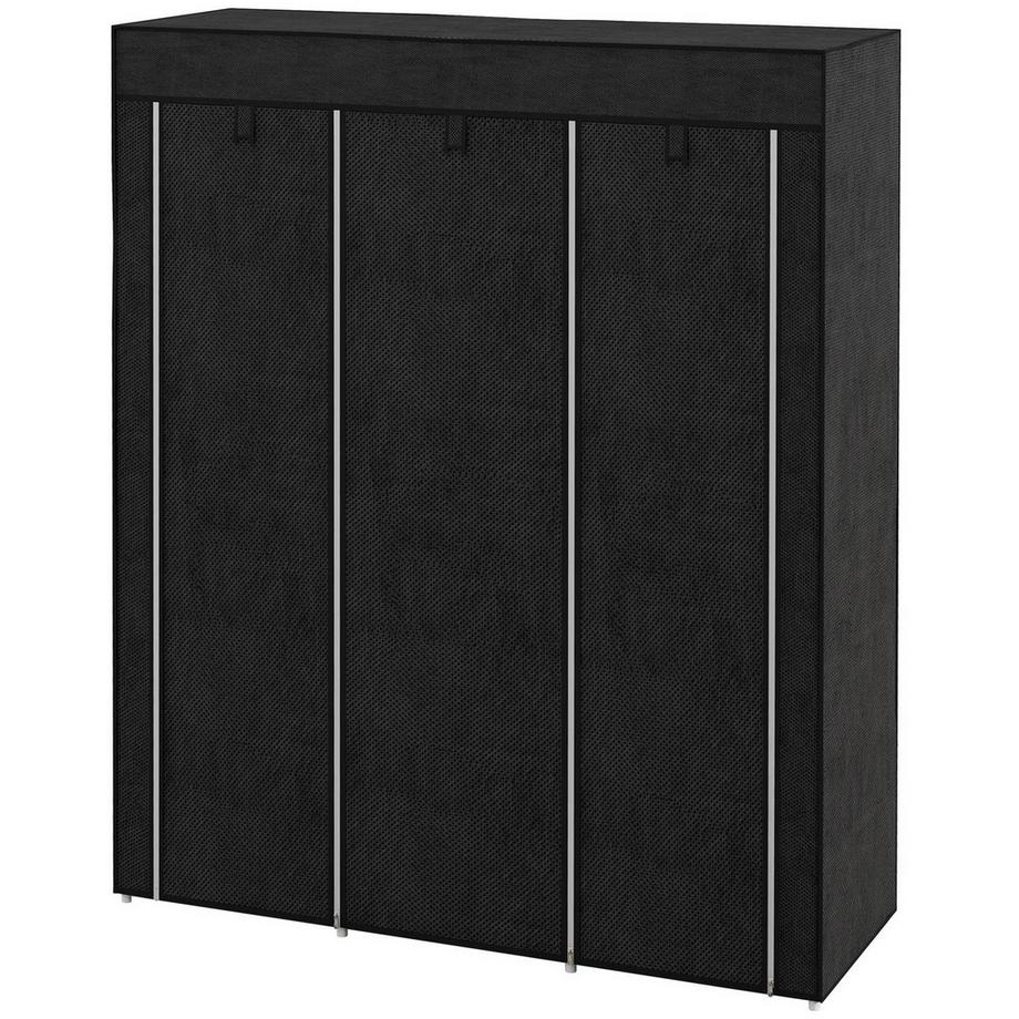 Northio Stoffschrank Mit Kleiderstange, 8 Ebenen, Hellgrau, 125X43X162,5Cm, Platzsparender Faltschrank Für Flur  