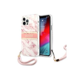 GUESS  Coque iPhone 12 / 12 Pro Marble Strap 