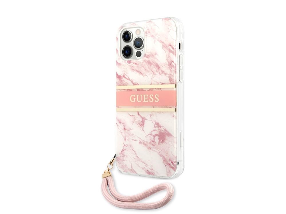 GUESS  Coque iPhone 12 / 12 Pro Marble Strap 