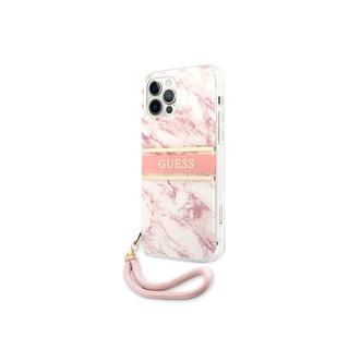 GUESS  Coque iPhone 12 / 12 Pro Marble Strap 