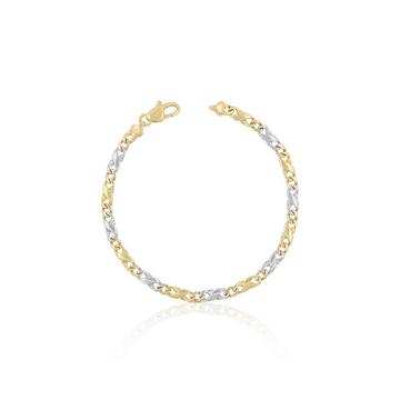 Bracelet Carrera bicolore jaune/blanc or 750, 19cm, 4mm