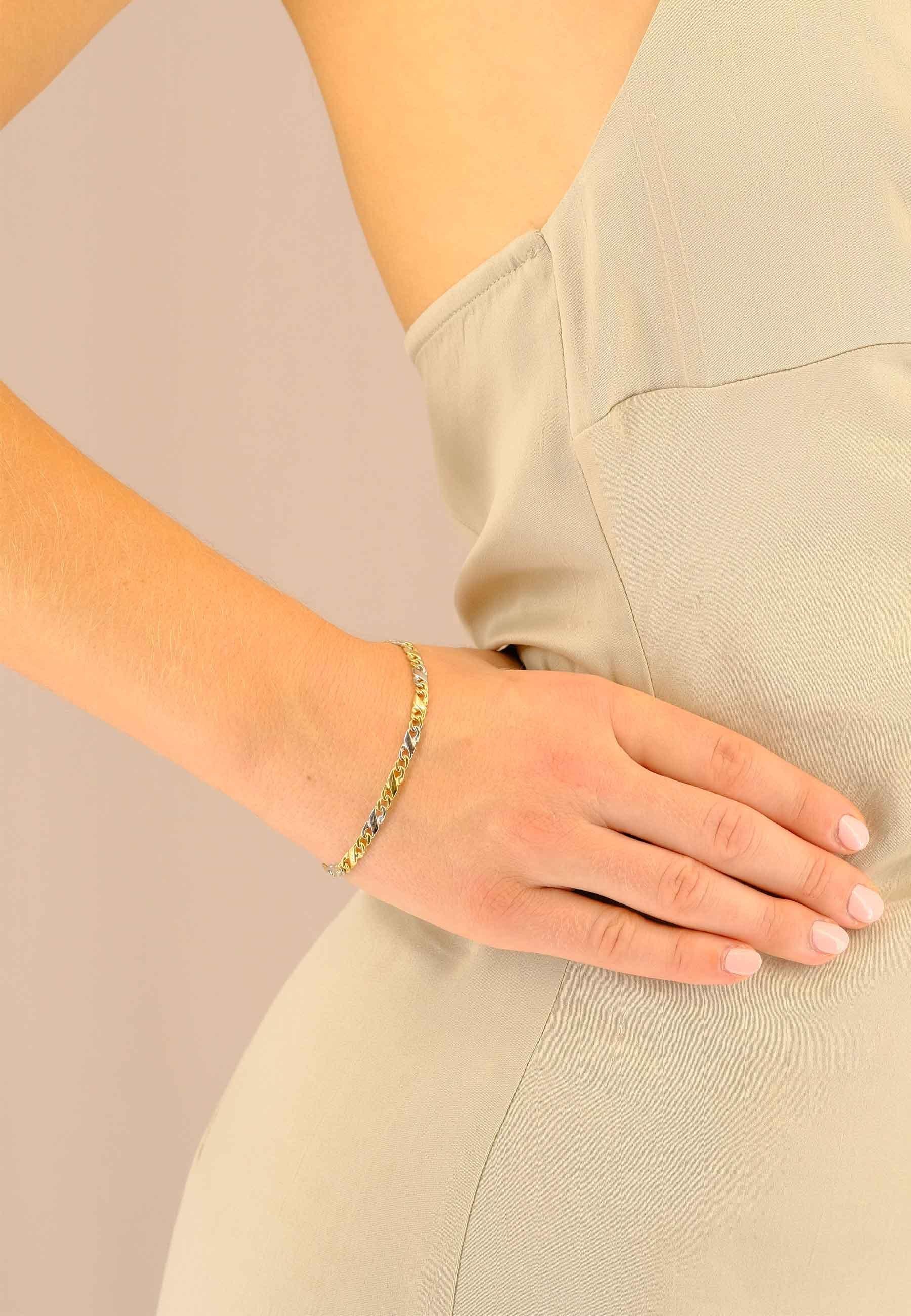 MUAU Schmuck  Bracelet Carrera bicolore jaune/blanc or 750, 19cm, 4mm 