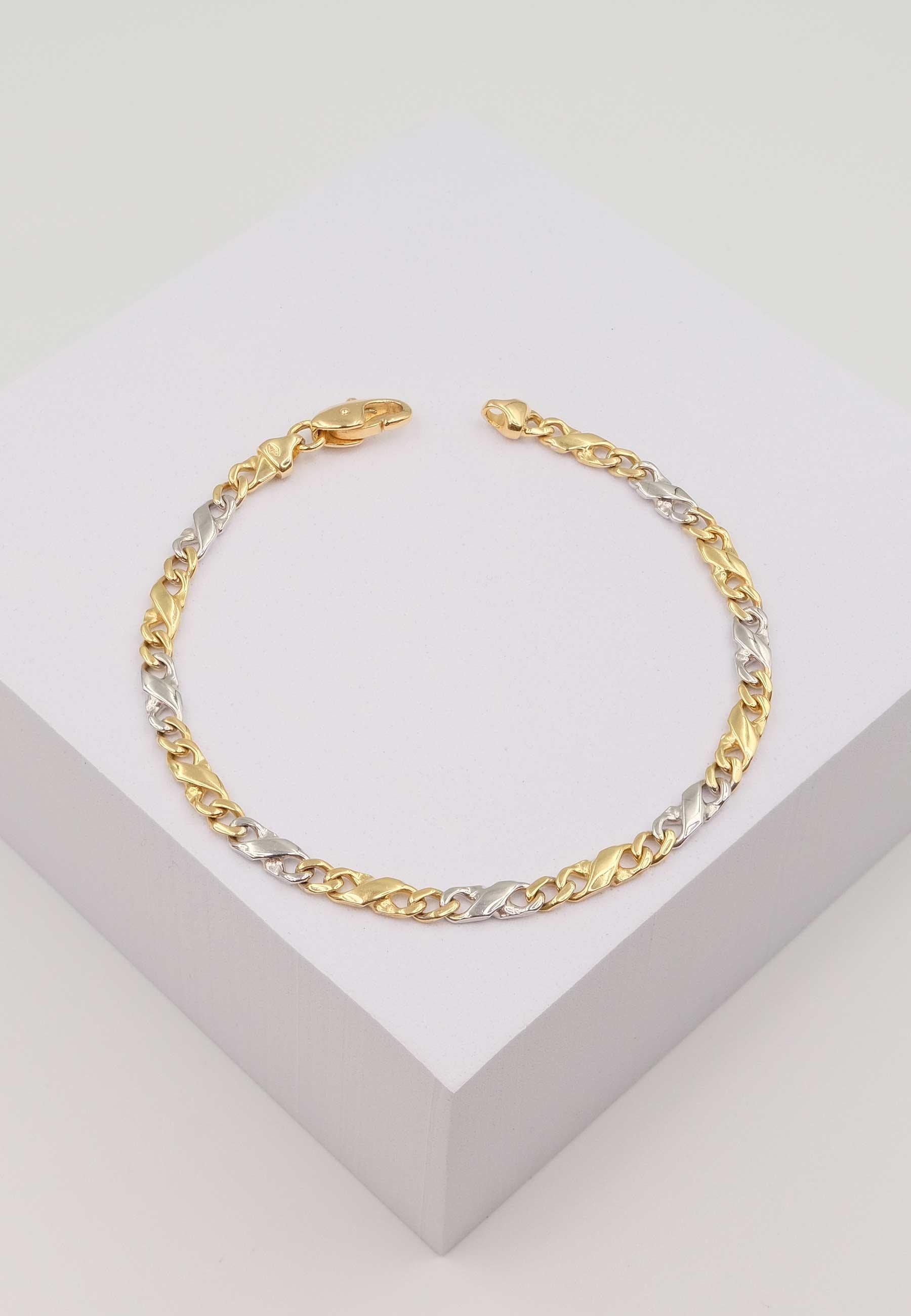 MUAU Schmuck  Bracelet Carrera bicolore jaune/blanc or 750, 19cm, 4mm 