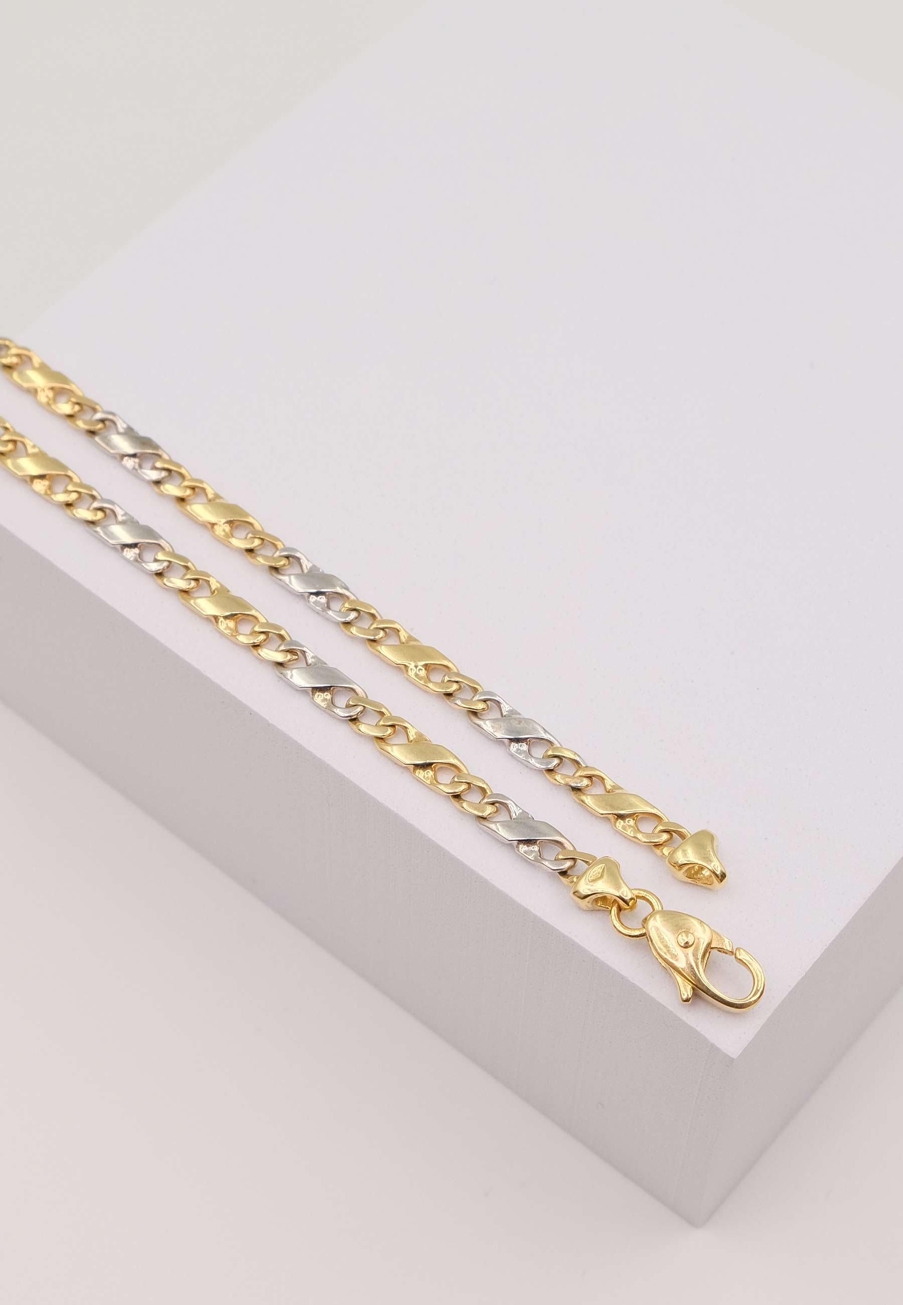 MUAU Schmuck  Bracelet Carrera bicolore jaune/blanc or 750, 19cm, 4mm 